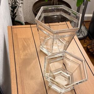 Tiffany & Co. Hexagonal Glass Planters/ Vases or Decorative Cachet Set of 2